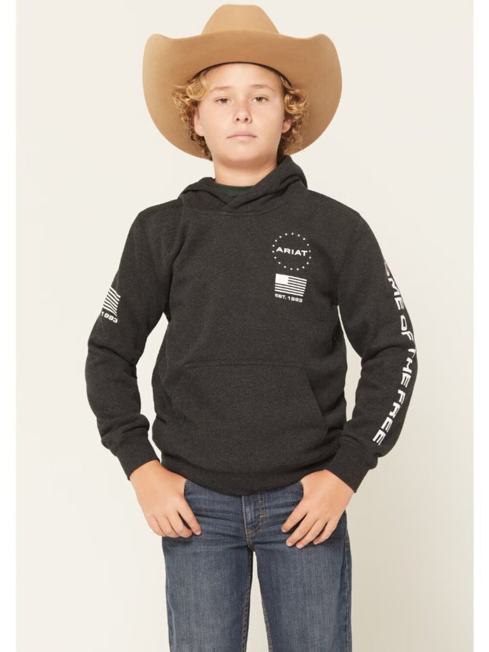 Ariat Boys' Logo Patriotic Graphic Hooded Sweatshirt | NWT